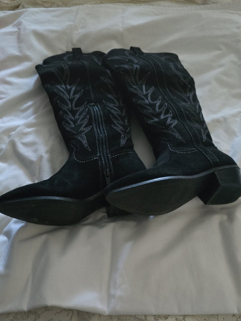 Women’s Black Suede Western Boots - Picture 3 of 4